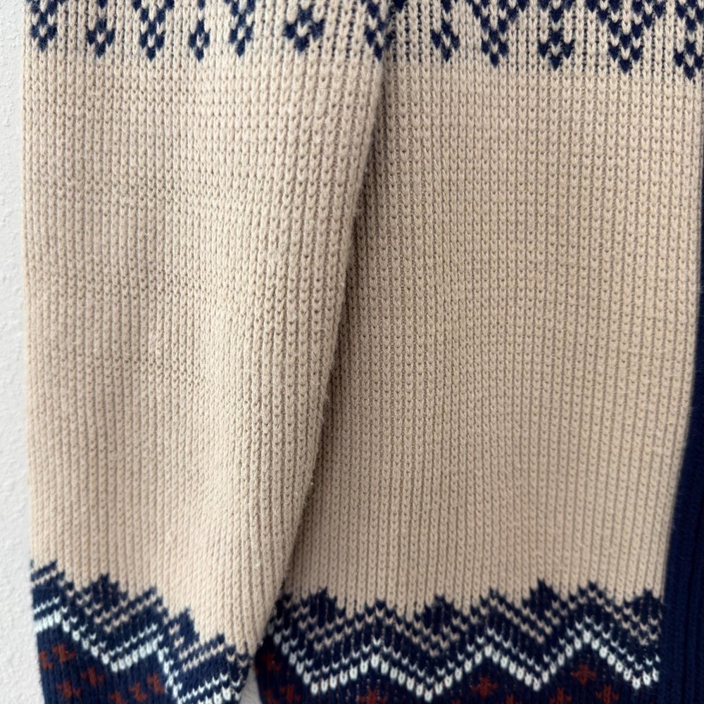 Vintage 70's Montgomery Ward Sweater Mens M Fair Isle Nordic Zip Shawl Collar - Picture 8 of 8
